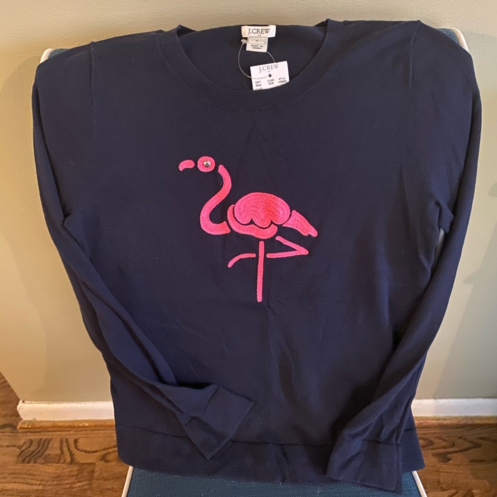J. Crew NWT Navy Flamingo Sweater